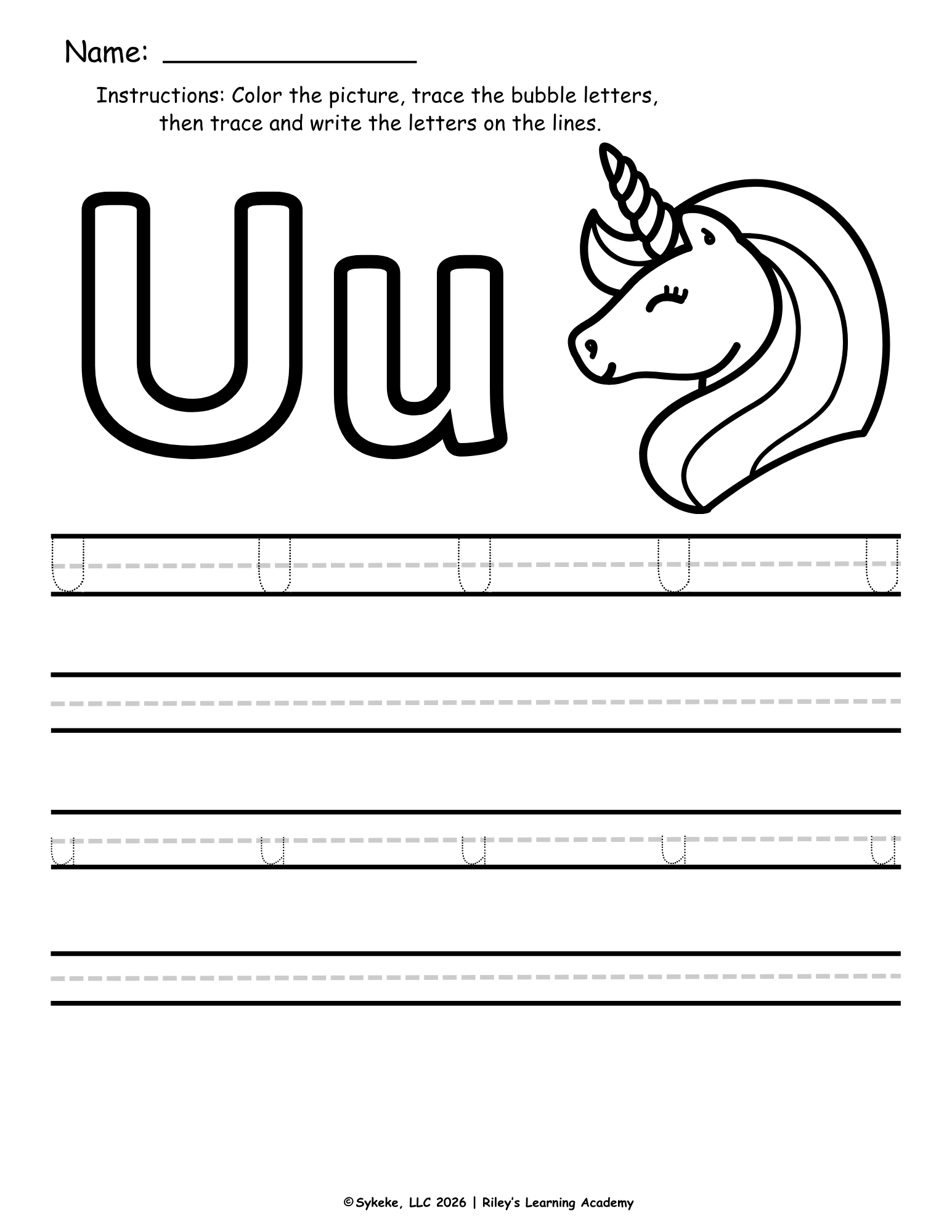 Kindergarten worksheet page 3