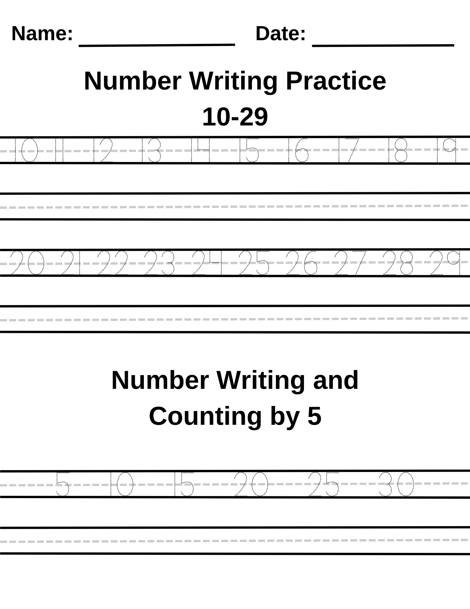 Kindergarten worksheet page 1
